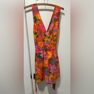 NWT BALTIC BORN *w/SUGARLIPS Women’s Leda Romper | Orange + Fuchsia Multi - S
